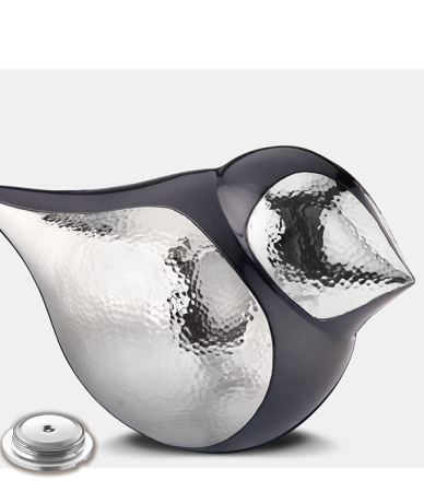 grote vogel urn zilver zwart