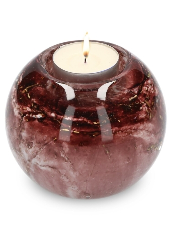 Urn waxinelicht - Donker rood met bladgoud