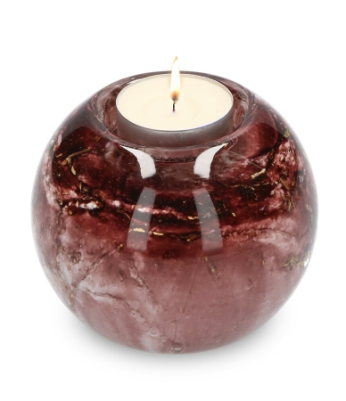 Urn waxinelicht - Donker rood met bladgoud