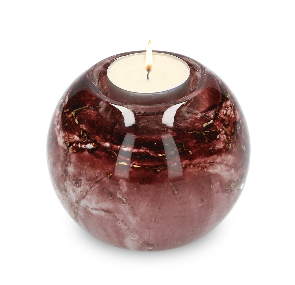 Urn waxinelicht - Donker rood met bladgoud