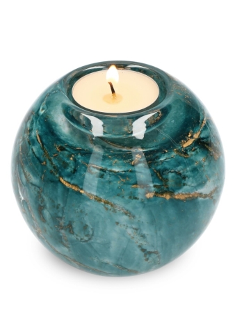 Urn waxinelicht - Groen met bladgoud
