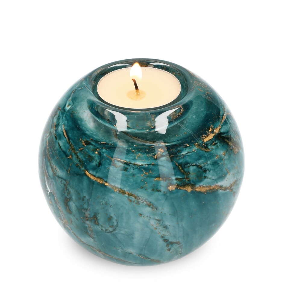 Urn waxinelicht - Groen met bladgoud