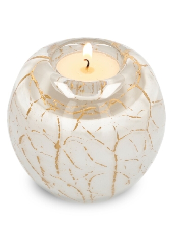 Urn waxinelicht - Wit met bladgoud