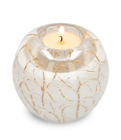 Urn waxinelicht - Wit met bladgoud