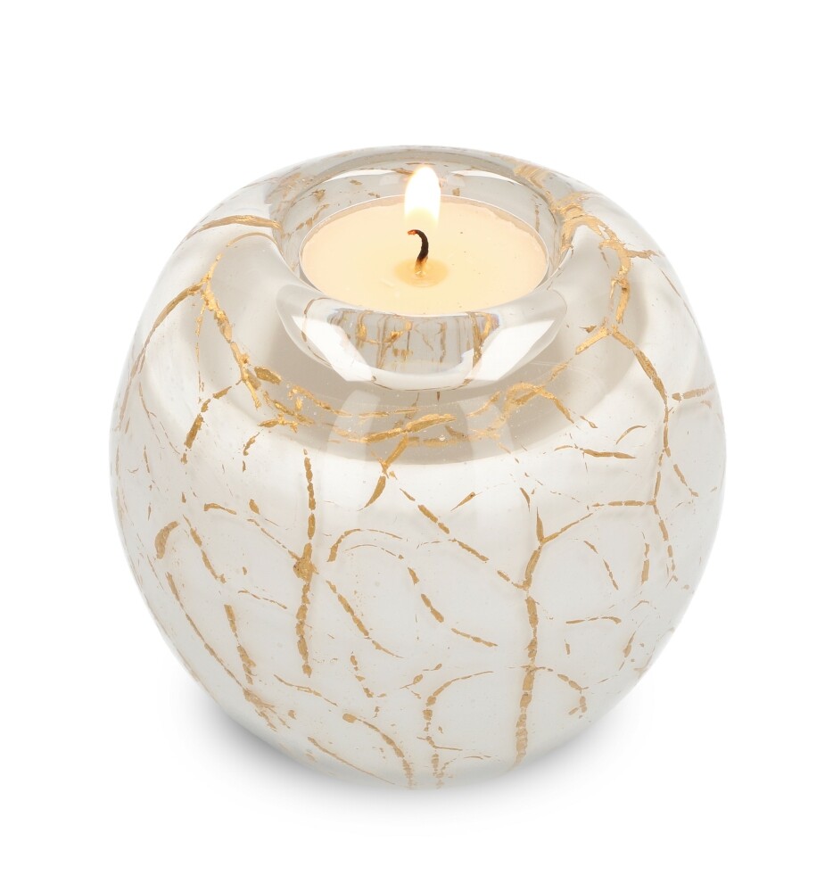 Urn waxinelicht - Wit met bladgoud