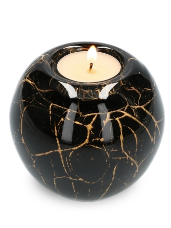 Urn waxinelicht - Zwart met bladgoud