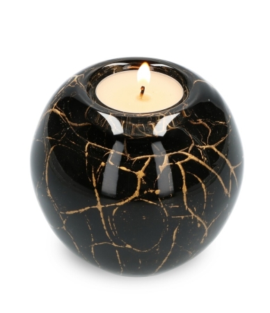 Urn waxinelicht - Zwart met bladgoud