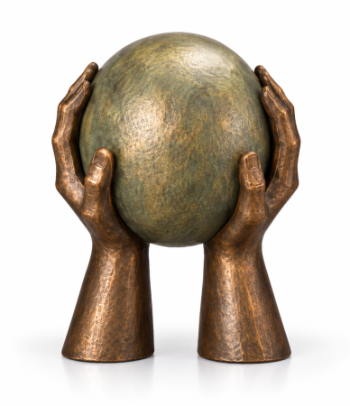Keramische urn brons Gedragen