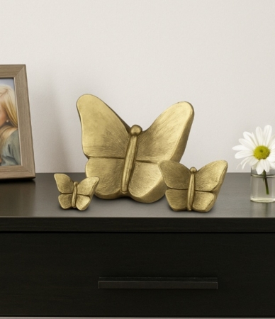 Keramische urn Mariposa vlinder goudkleur