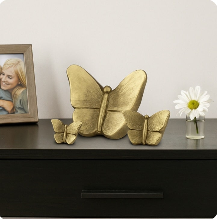 Keramische urn Mariposa vlinder goudkleur