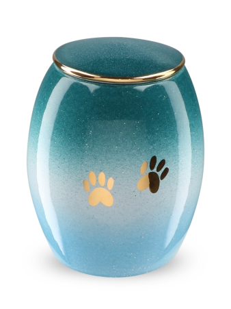 Dierenurn - Blauw - Goudkleurige pootjes ( inhoud 1.5 liter)