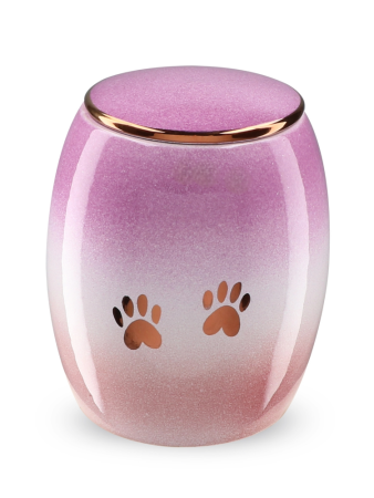 Dierenurn - Roze - Zilveren pootjes ( inhoud 1.5 liter)