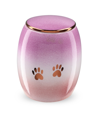 Dierenurn - Roze - Zilveren pootjes ( inhoud 1.5 liter)