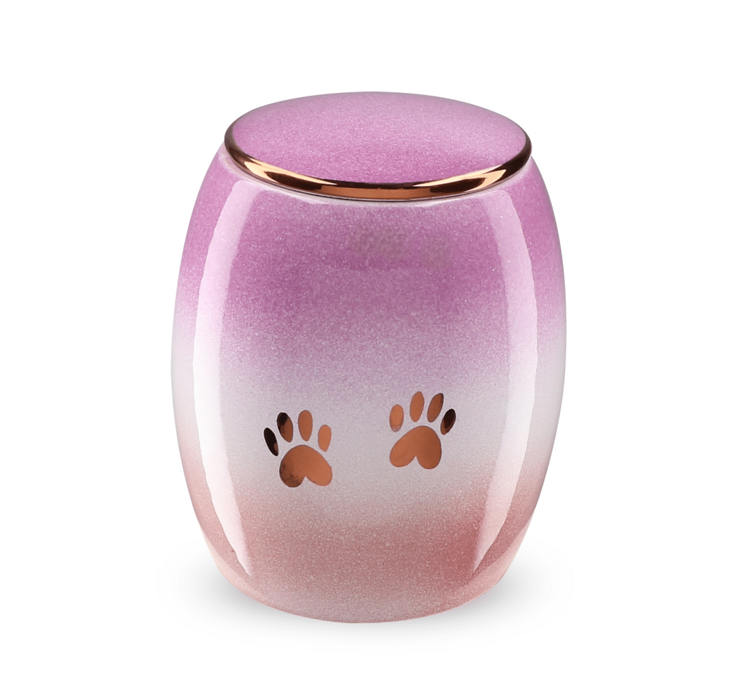 Dierenurn - Roze - Zilveren pootjes ( inhoud 1.5 liter)