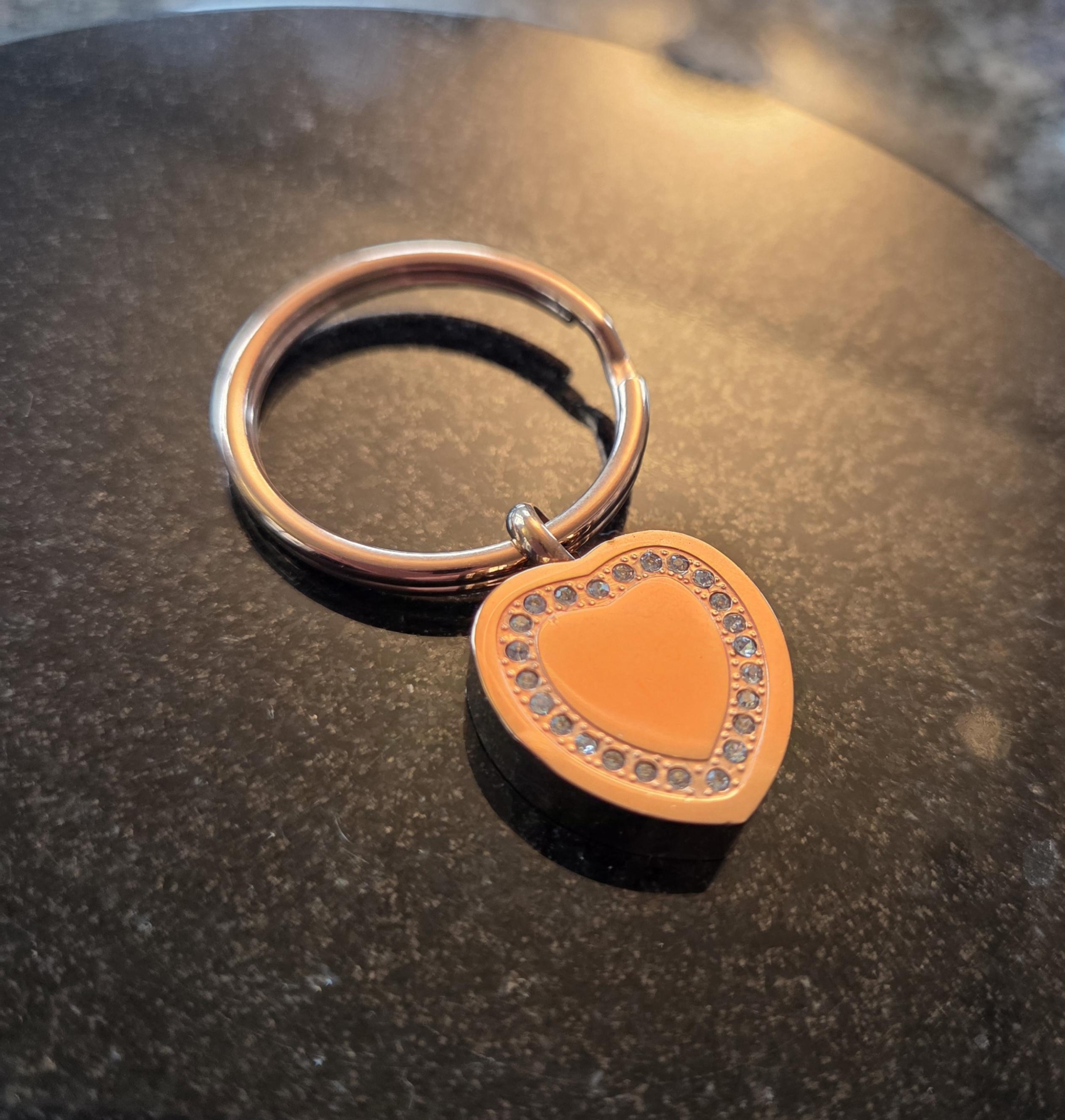 As sleutelhanger hart (rose kleur)