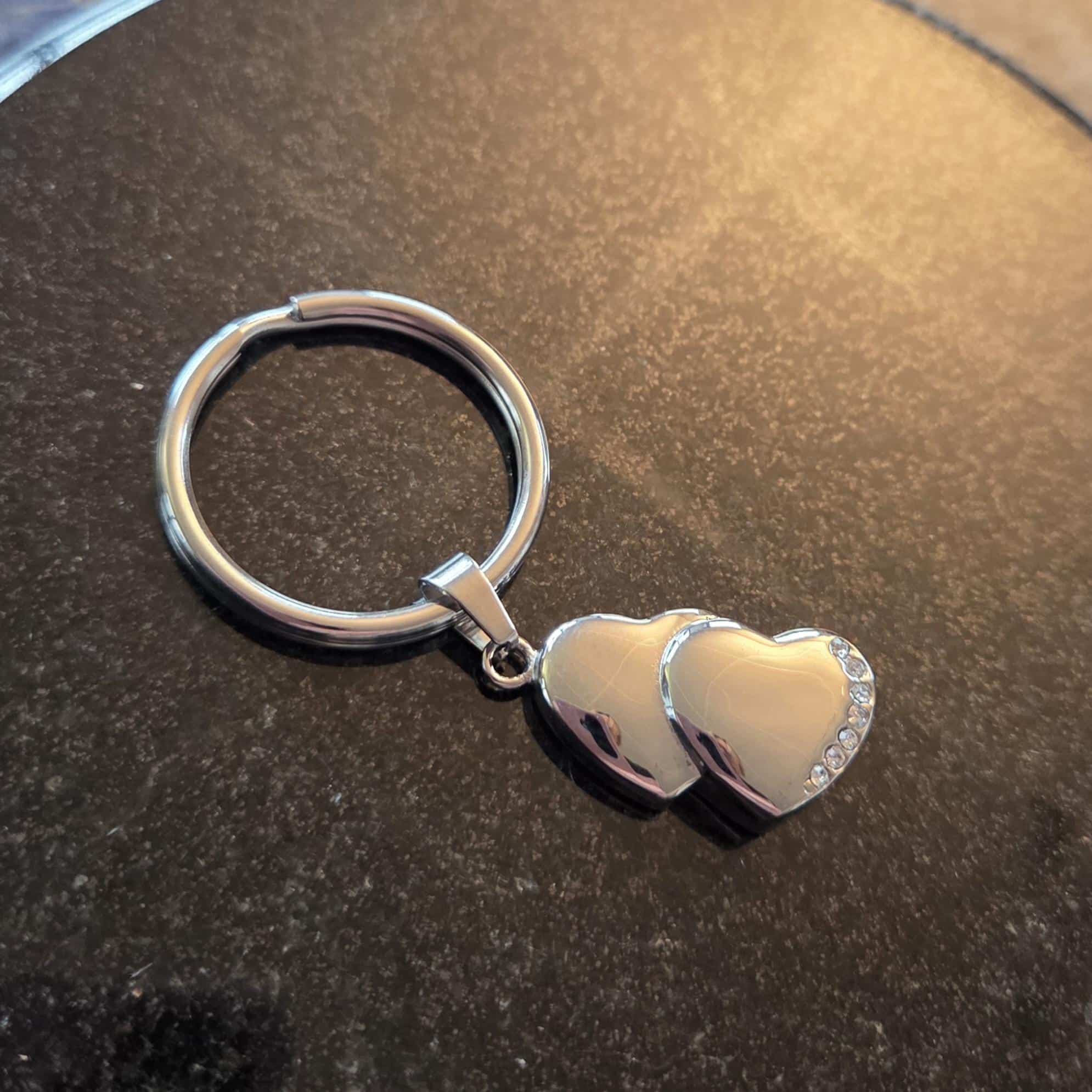 As sleutelhanger dubbelhart zilverkleur