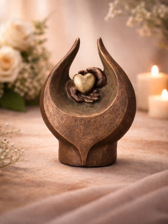 Urn hart in hand Bronskleur ( 3.5 liter)