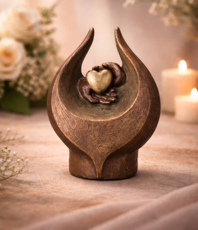 Urn hart in hand Bronskleur ( 3.5 liter)