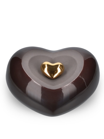 Keramische Urn Hart Bruin/antraciet (1.9 liter)