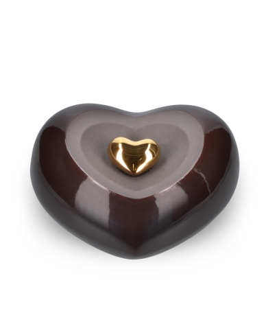 Keramische Urn Hart Bruin/antraciet (1.9 liter)