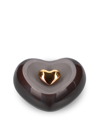 Keramische Urn Hart Bruin/antraciet (0.9 liter)