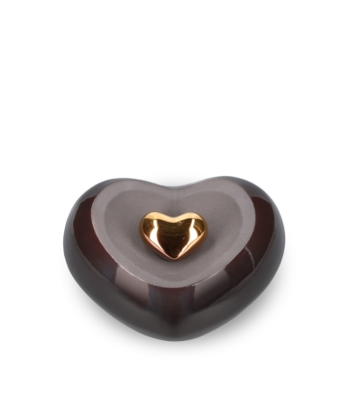 Keramische Urn Hart Bruin/antraciet (0.9 liter)