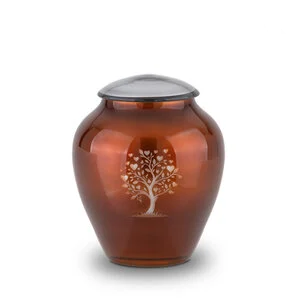 Glazen urn Boom met hartjes Terracotta bruin ( 3.00 liter)