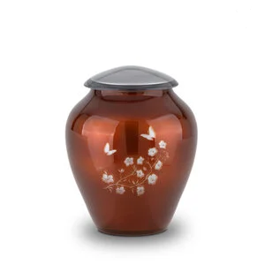 Glazen urn bloemen met vlindertjes Terracotta bruin ( 3.00 liter)