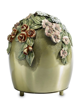 Bronzen urn met gekleurde bloemen ( 4.5 liter)