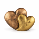 Keramische urn dubbel hart champagne goud (3 liter)