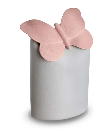 wit roze vlinder urn