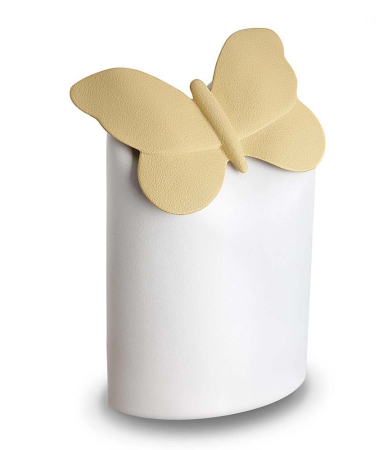 wit gele vlinder urn