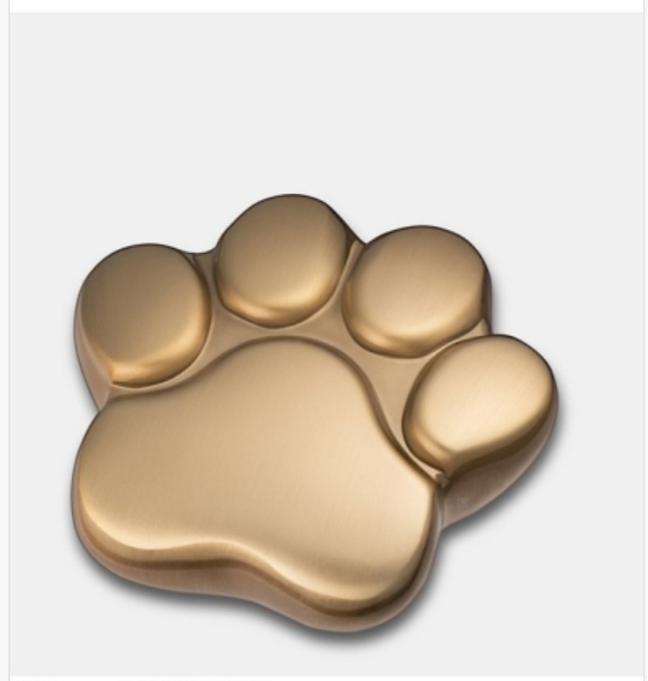 Urn Pootje voor Kat of Hond - Goudkleurig Mat( 3 formaten)