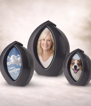 Urn met foto - Zwart