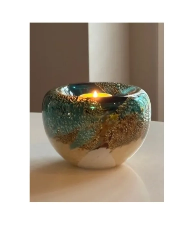 Urn met waxine licht - turquoise