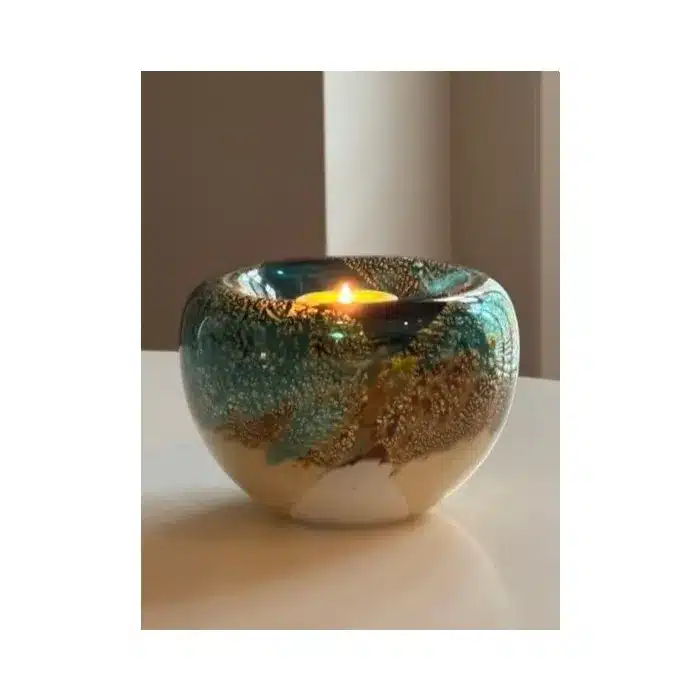 Urn met waxine licht - turquoise
