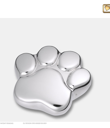 Urn Pootje voor Kat of Hond - Zilverkleurig glimmend ( 3 formaten)