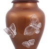 unagu068-5 Urn Glas Rusty Brown - met 3 vlinders (3.5 liter)