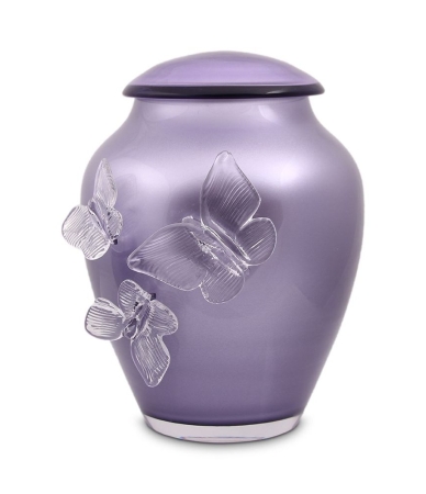 Urn Glas Lila - met 3 vlinders (3.5 liter)