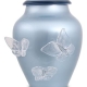 Urn Glas Licht blauw - met 3 vlinders (3.5 liter)