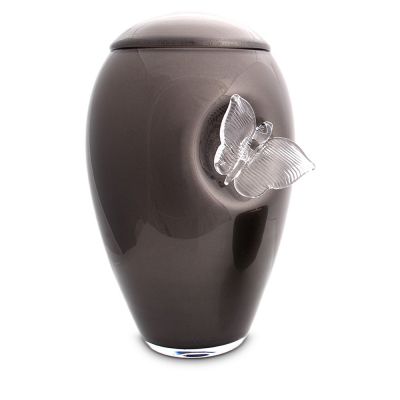 Urn Glas Antraciet - met vlinder (3.5 liter)