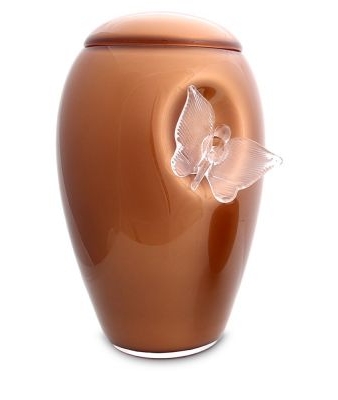 Urn Glas Rusty Brown - met vlinder (3.5 liter)