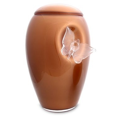 Urn Glas Rusty Brown - met vlinder (3.5 liter)