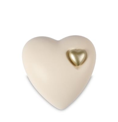Keramische Urn "Hart" Creme - 5 LITER