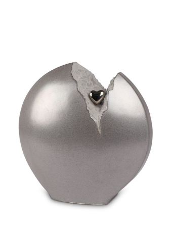 Urn Keramiek broken hart zilverkleur ( 3.7 liter)
