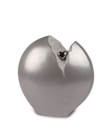 Urn Keramiek broken hart zilverkleur ( 3.7 liter)