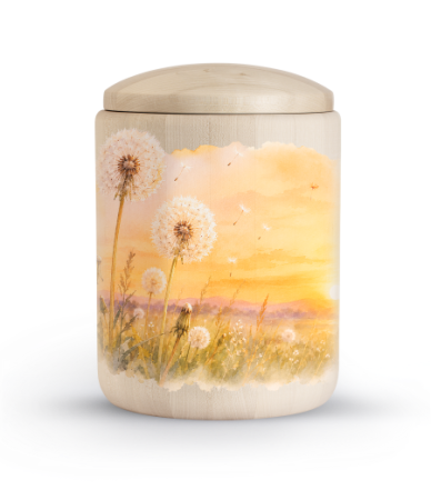 Houten urn met bloemen( inhoud 3.5 kilo)