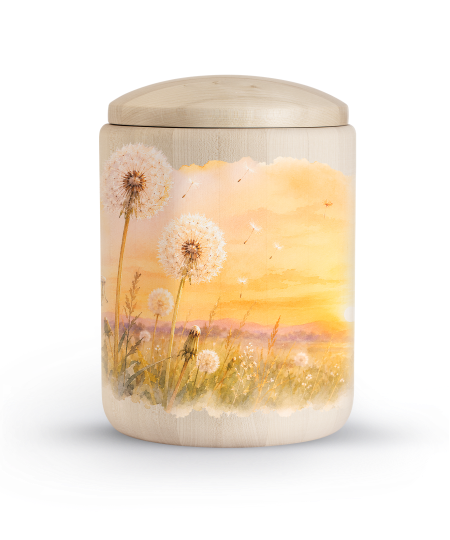 Houten urn met bloemen( inhoud 3.5 kilo)