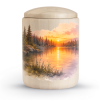 919_14 Houten urn met zonsondergang