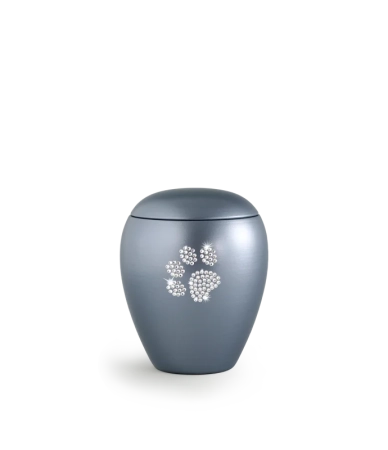 Dierenurn met Swarovski dierenpoot grijs - in diverse maten